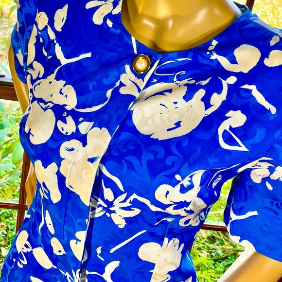 ▪️VTG▪️MAGGY LONDON▪️80's Floral Scroll Jacquard Silk 2-Piece Pleated Skirt Set - Picture 3 of 11